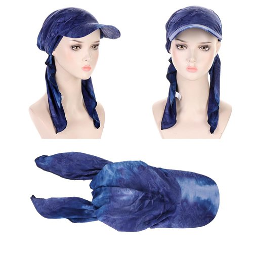 DINPREY Long Pretied Head Scarves for Women Bandana Turban Hat Chemo Cancer Headscarf Headwraps Headwear for bald women hair wraps Hair Cover Hat (3 PCS Tie Dye)