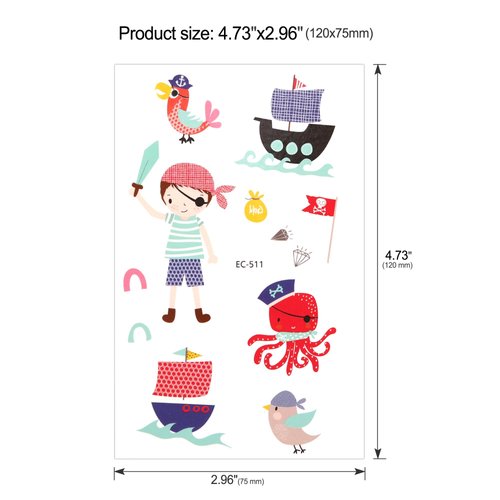 Temporary Tattoos For Kids(172pcs), Konsait Monsters Pirate Dinosaur Assorted Temporary Tattoos For Boys Girls Children Great Kids Party favors Accessories Goodie Bag Stuffers Party Fillers Gift