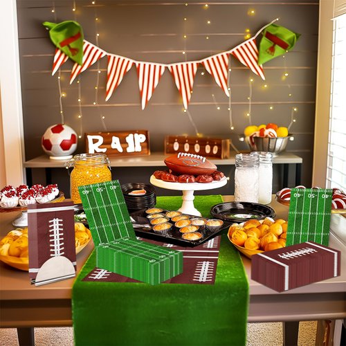 Football Napkins, 50pcs Football Party Napkins Tailgate Party Decorations Paper Napkins Disposable Football Napkins for Parties Game Day Football Themed Birthday Decorations