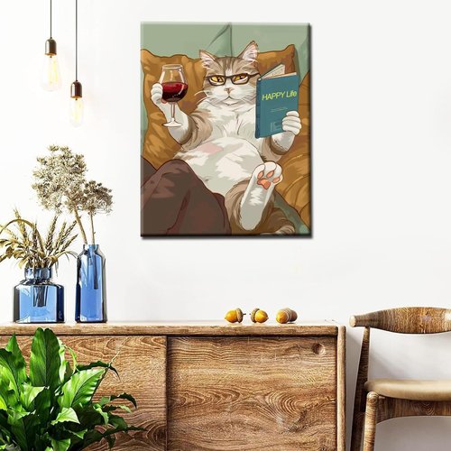 Tucocoo Happy Dog Paint by Number Cartoon Animal/Wildlife DIY Painting on Canvas with Brushes Acrylic Paints Cityscape Paint by Numbers for Adults and Kids Beginner 16x20 Inch（Without Frame）