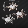 Teyglen White Flower Wedding Hair Comb Sparkly Silver Rhinestone Hair Piece Crystal Bridal Side Comb with Flower Floral Hair Accessories for Women(Silver)