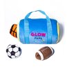 Glow Pups Sports Bag Hide and Seek Dog Toy, 3 Plush Balls with Squeakers, Basketball, Soccer Ball, Football