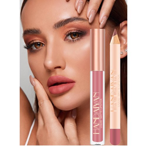 Easilydays Lip Liner and Liquid Matte Lipstick Set, 12 Colors Crayon Matte Longwear Lip Pencil, 24h Velvety Red Lips and Lip Liners Make Up, Lip Contouring Pencil, Waterproof Long Lasting Nude Lipgloss Lip Stain Kit with Lip Liner for Women (#11)