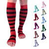Doc Miller Open Toe Compression Socks for Women and Men 15-20mmHg, Shin Splints, Varicose Veins and Calf Injury Recovery, 1 Pair Red Black Medium Toeless Compression Socks Women