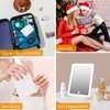 DenCert Rechargeable Travel Makeup Mirror 72 LED Lighted Makeup Mirror Travel Mirror Compact Slim LED Vanity Mirror with Lights Lighted Makeup Mirror with 3 Lighting Modes Dimmable Touch Screen (W1)