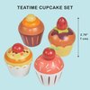 Mentari Toys - Teatime Cupcake Set - 4pc Wooden Cupcake Play Food Set - Pretend Play Kitchen and Market Food Accessories - Encourages Role Play and Develops Social Skills - Gift for Toddlers - Age 3+