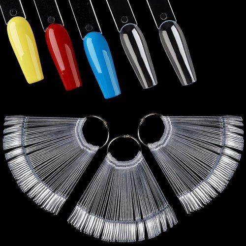 Fcozpjk Nail Swatch Sticks, 150Pcs Clear Nail Color Swatch Sticks with Ring, Ballerina Practice N...