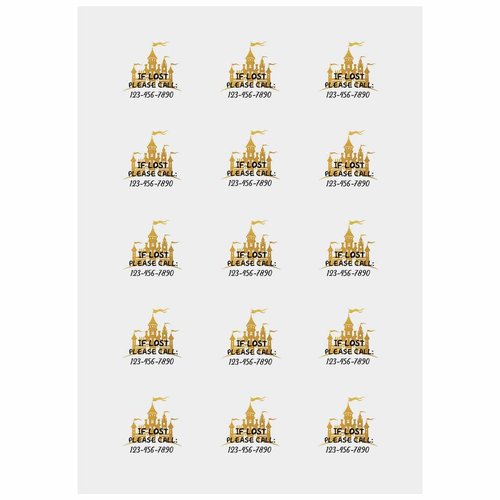 Personalized Temporary Tattoo Fake Tattoos - Custom Castle Safty Tattoo with Phone number - Waterproof Temporary Tattoo for kids Sticker Lasting Fake Tattoo Sticker - 15 Tattoos