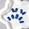 KQueenest Royal Blue Chrome Press on Nails Short Medium Square Metallic Fake Nails Glitter Glue on Nails Short Medium Mirror False Acrylic Nails Press Ons Natural Stick on Nails for Women 24 Pcs