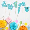 Ephlyn 24Pcs Boy Blue Cake Toppers, It's a Boy Cupcake Toppers with Swan Onesie Footprint, Baby Shower Theme Party Supplies, Decorations for Kids Boys Birthday Party Cake