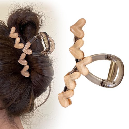 Hair Claw Clips for Women Girls Cute Medium Hair Clips Orange Claw Clips Non-slip Claw Clip for Thick Thin Acrylic Hair Clip Glitter Claws Heart Shaped Hair Barrettes Elegant Hair Accessories 1Pcs