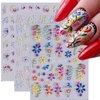 5D Flower Nail Stickers for Nail Art Purple Pink Daisy Gel Nail Stickers Summer Embossed Yellow Blossom Nail Art Stickers Solid Nail Decals Autumn Colorful Nail Decal with Floral Design Sliders 3Pcs