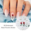 Valentine’s Day Nail Art Stickers, 5D Rose Flower Nail Decals Stereoscopic Embossed Nail Art Supplies Self Adhesive Rose Flowers Valentines Nail Stickers for Women Girls Acrylic Nails Decorations
