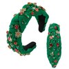 Christmas Jeweled Headband for Women Red Green Crystal Xmas Tree Snowflake Embellished Knotted Hairband ladies Twist Wide Green Hair Band Accessories Fashion Holiday Hairband Gifts (Christmas-Green)