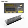 SEEDEW 6D Lash Extensions, 0.07mm D Curl 10mm 12 Rows/Tray, W Shape Flat Stem, Korean PBT Mega Volume False Eyelashes Grafting for Beginner Artist, Lash Tech, Beauty Salon(6D-Matte Black-0.07-D-10mm)