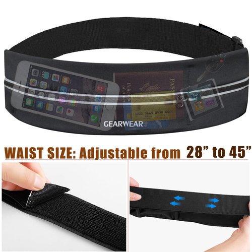 GEARWEAR Waistband Running Belt for Phone Holder Runner Pocket Pouch for Marathon Wallking Fitness Jogging Workout Gym Sports Travel Exercise