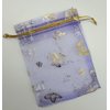 Ankirol 100pcs Mini Sheer Organza Wedding Favor Bags 3.5x4.5'' Luxury Jewelry Candy Gift Card Bags with Gold Line Drawstring Pouches Butterflies (Light Purple)