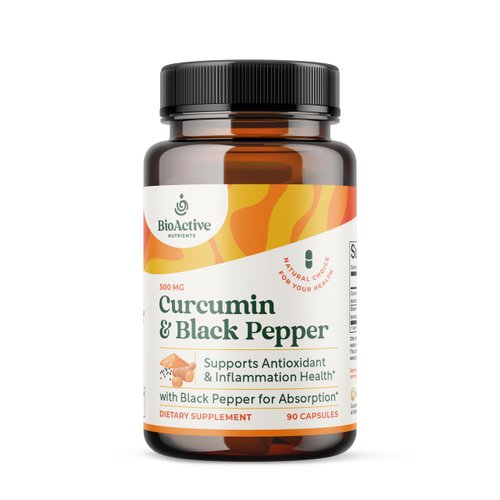 BIOACTIVE NUTRIENTS Curcumin with Black Pepper for Best Absorption, 90 Capsules
