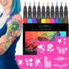 Jim&Gloria Temporary Tattoo Markers for Skin Fake Tattoo Pens Washable Face Paint Body Painting Kit Stencils Art Gift for Girls Boys Adults Teen Trendy Stuff, Trending Gifts For Tweens Teenage or Kids