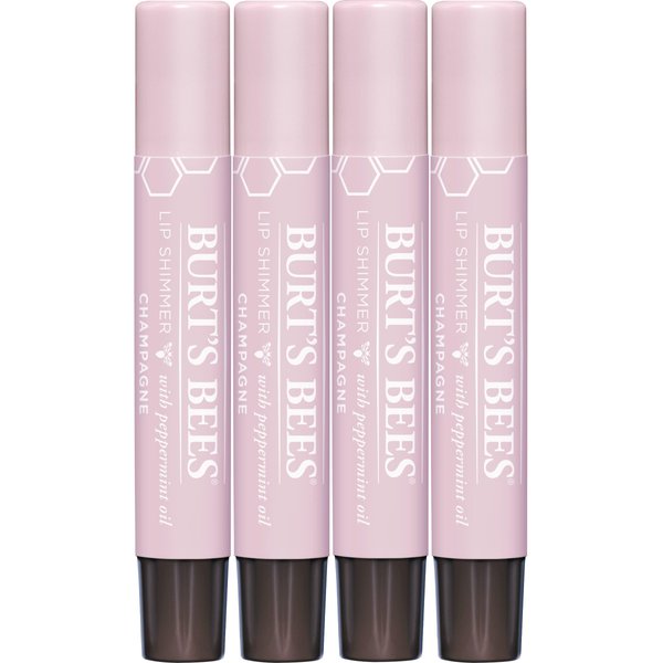 Burt's Bees Shimmer Lip Tint Set, Tinted Lip Balm Stick, Moisturizing for All Day Hydration with Natural Origin Glowy Pigmented Finish & Buildable Color, Champagne (4-Pack)