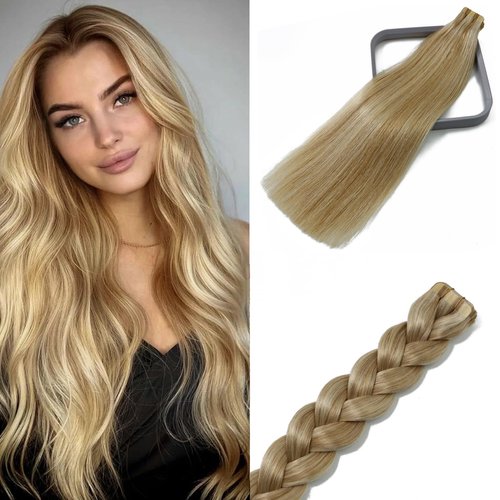 WindTouch Tape in Hair Extensions For Women Balayage Golden Brown Highlighted Blonde Ombre Hair Extensions 20 Pieces Real Human Hair Thick Full Head Hair Extensions #12P613 50g 14Inch