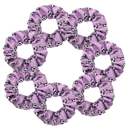 7 Pcs Shiny Soccer Hair Scrunchies Cheer Soccer Uniforms Scrunchie School Performance/Sports/Practice/Party/Gymnastics Scrunchie Ponytail Holder Wrist for Girls Cosplay Show (Purple)