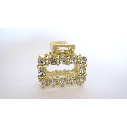 Generic Small mini gold metal crystal square hair claw clip