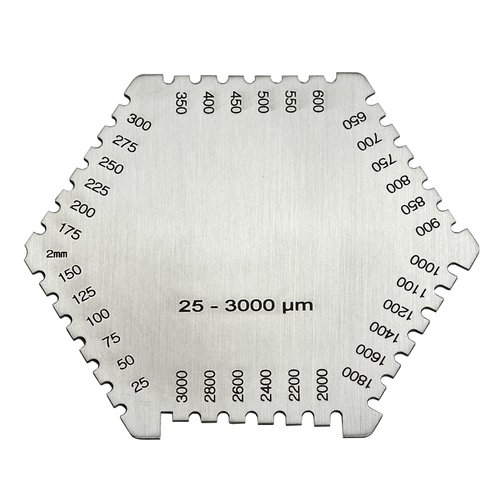 RIVERWELD Hexagonal Wet Film Comb Thickness Gauge Card 25-3000 um Measurement Thickness for Paint and Coating