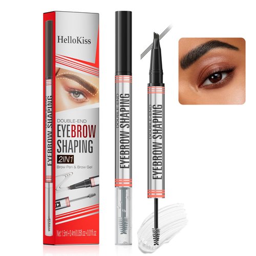 Eyebrow Pen,Microblading Eyebrow Pen with 4-Fork Tip & Shaping Brow Gel,Waterproof Eyebrow Pencil,Long-Lasting Eyebrow Brush Eyebrow Pencil for Natural Looking,High color and lasting(4# Black)