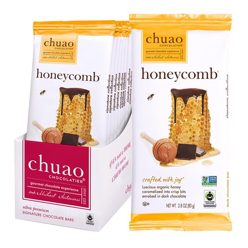 Chuao Chocolatier Honeycomb Gourmet Dark Chocolate Bars | No Preservatives | For Gift Baskets, Christmas, Birthday| 12 Ct