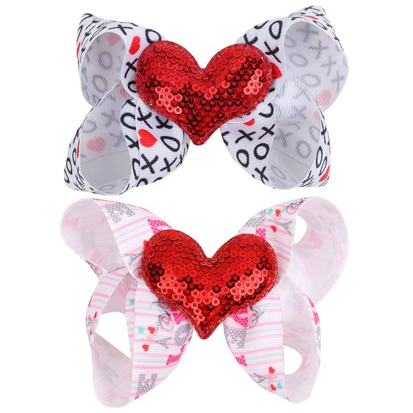 Love Heart Hair Clip Claw Valentine's Day Hairpin Red Glitters Heart Headwear Sequin Alligator Butterfly Hair Clips Valentines Day Headband Valentines Day Heart Bows for Kids Girls 2Pcs