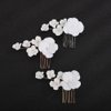 Teyglen Flower Bride Wedding Hair Comb Bridal Flower Hair Piece Floral Headpieces for Bride White Flower Hair Comb Clip Wedding Hair Accessories for Women Bridesmaid Flower Girl (Silver)