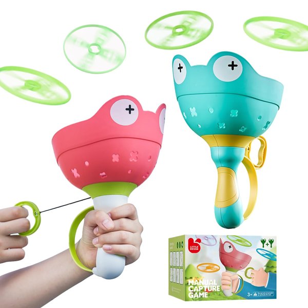 Obsiusfb 2-Pack Flying Disc Launcher Toy for Kids - Fun Outdoor Toys with 12 Discs, Backyard & Spring Outdoor Games, Fun & Safe Yard Toys for Children's Active Play