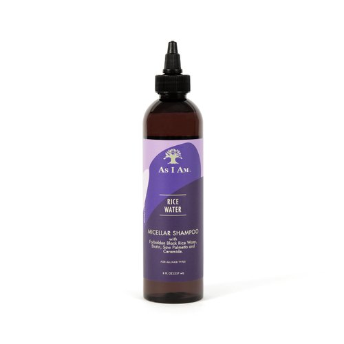 As I Am Rice Water Shampoo 8 oz - with Forbidden Black Rice, Saw Palmetto, Biotin - Gentle Cleanser - Moisturizing - Vegan & Cruelty Free - Sulfate Free - Paraben Free - For All Hair Types