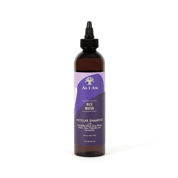 As I Am Rice Water Shampoo 8 oz - with Forbidden Black Rice, Saw Palmetto, Biotin - Gentle Cleanser - Moisturizing - Vegan & Cruelty Free - Sulfate Free - Paraben Free - For All Hair Types
