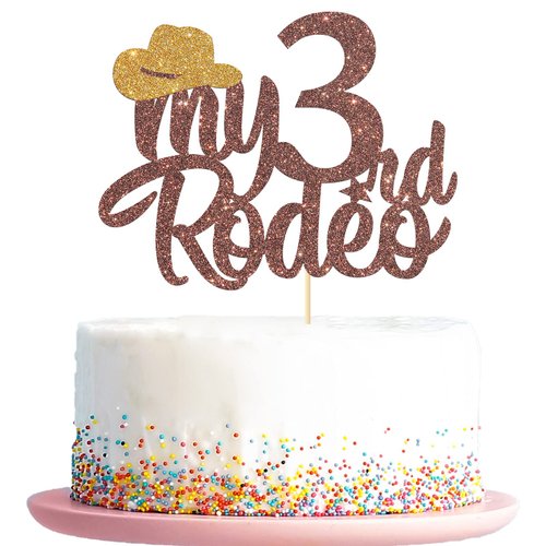 My 3rd Rodeo Cake Topper, Cowboy Cowgirl Theme Birthday Party Supplies, Western Kids First Rodeo ...