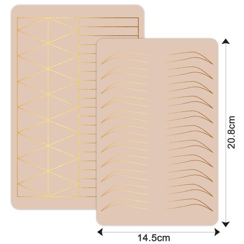 Guapa 2pcs Silicone Permanent Makeup Practice Skin Dual-Sided Brows Lips Brushing Tiny Tattoo Practice Skin with Design (White Skin Hairstrokes-Silver Outlines)