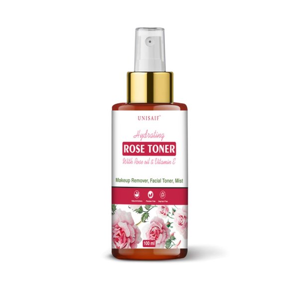 UNISAIF Rose Toner for Face – Rose Hydrating Toner & Facial Mist with Rose Oil | Unclog pores | Makeup Removal | Facial Toner for Acne Prone Skin (3.38Fl oz 100 ml)