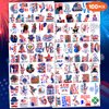 100 PCS Independence Day American Temporary Tattoos Themed Birthday Party Decorations Favors Supplies Decor Cute 4th of July Fourth of July Tattoo Stickers Gifts For Boys Girls Class Prizes Carnival