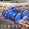 Remote Control Car,2.4Ghz RC Stunt Car with Light Strip,4WD Off Road RC Crawler,Double Sided Hand Remote Control Car 360° Rotating Recharge RC Stunt Car Toy for Boys Girls 6-14 Birthday (Blue)