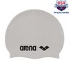 Arena Classic Unisex Soft Silicone Swim Cap for Women and Men, Intensive Training and Racing Comfortable Non-Slip Long Hair Swimming Hat, White/Black