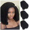 3 Pack Spring Twist Crochet Hair 8 Inch Braiding Hair Low Temperature Fiber Synthetic Hair Extensions (1B#)