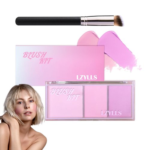 Cream Blush Stick with Brush,Waterproof Multi Cream Blush Stick Makeup,Lightweight,Long-lasting,Easy To Use,2 in 1 Multi Stick Blush for Cheeks & Lip Tint & Eyeshadow Makeup,Suitable for All Skin M1