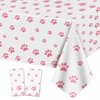 2 Pack Puppy Paw Print Tablecloth, 51x87'' Pink Plastic Disposable Table Cover for Pet Themed Party Decorations for Cat Dog Birthday Party Supplies Lets Pawty Party Supplies Pet Shower Party Decor