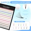 Hannahool 12 Colors Mix 240pcs 10D Premade Fans Nature Long Volume Eye Lashes Extensions Soft and Light Weight Colorful Individual False Eyelashes Cluster 8-16mm to Choose (15mm)