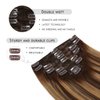 YILITE Clip in Hair Extensions Remy Human Hair #4/27/4 Balayage Chocolate Brown to Caramel Blonde Double Weft Silky Straight Thick Clip in Real Hair Extensions for Women 120g 8Pcs/Pack 16 inches