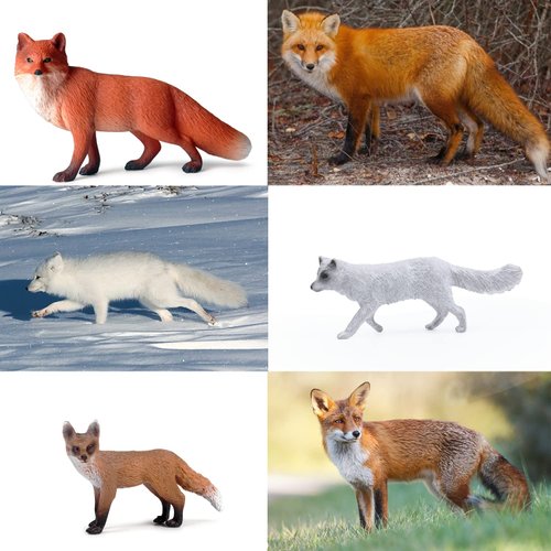 SIENON 8Pcs Fox Toy Figures Arctic Fox and Red Foxes Figurines Set Fox Family Forest Animals Figures Woodland Animal Figurines Miniature Fox Animals Toys Cake Topper for Woodland Theme Birthday Party
