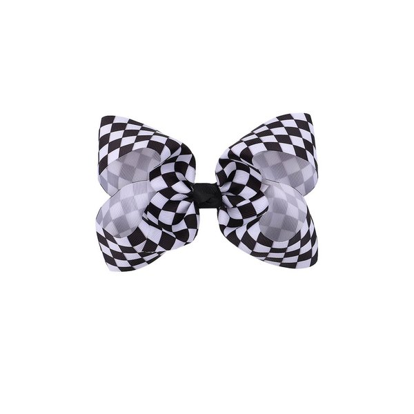 Checkered Plaid Hair Bow Clip Checkered Hair Barrettes Clips Buffalo Plaid Hair Bow Pin BBG71 (Black White Plaid)