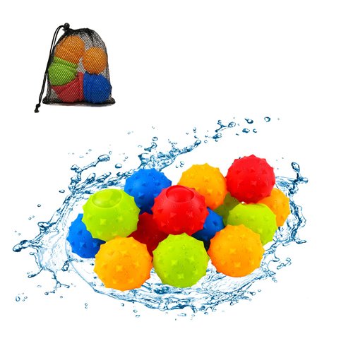 12pcs Reusable Water Balloons Summer Toys: Outdoor Toys for Kids Ages 8-12, Pool Toys Water Balloons Quick Fill, Hawaiian Tropic Beach Ball, Self Sealing Water Balloons, Water Toys for Backyard Games
