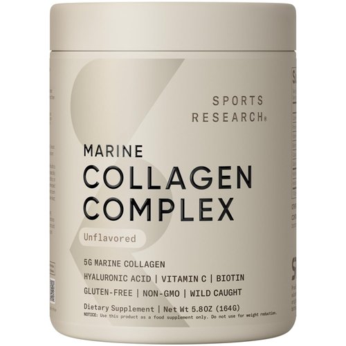 Sports Research Collagen Beauty Complex with Hyaluronic Acid, Vitamin C + Biotin | Pescatarian, K...